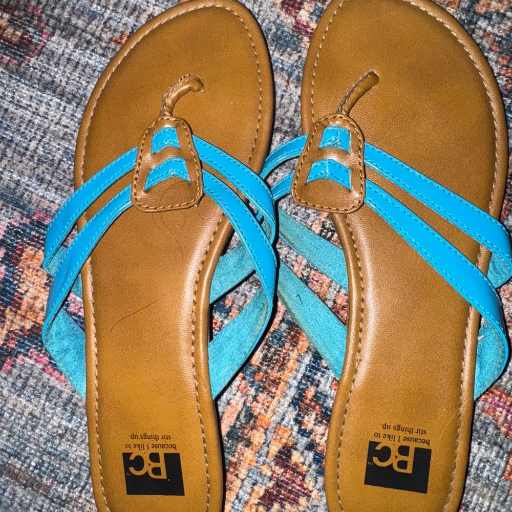 BC Footwear Tan and Blue Sandals
